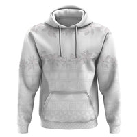 Tokelau White Sunday Zip Hoodie Polynesian Pattern Gardenia Thunbergia LT14 Pullover Hoodie White - Polynesian Pride