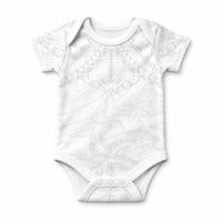 American Samoa White Sunday Baby Onesie Lotu Tamaiti Plumeria With Samoan Pattern LT14 White - Polynesian Pride