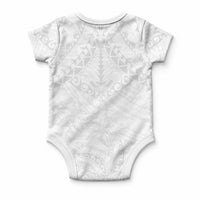 American Samoa White Sunday Baby Onesie Lotu Tamaiti Plumeria With Samoan Pattern LT14 - Polynesian Pride