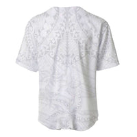 American Samoa White Sunday Baseball Jersey Lotu Tamaiti Plumeria With Samoan Pattern LT14 - Polynesian Pride