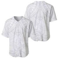 American Samoa White Sunday Baseball Jersey Lotu Tamaiti Plumeria With Samoan Pattern LT14 - Polynesian Pride
