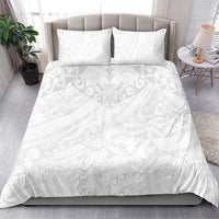 American Samoa White Sunday Bedding Set Lotu Tamaiti Plumeria With Samoan Pattern LT14 - Polynesian Pride