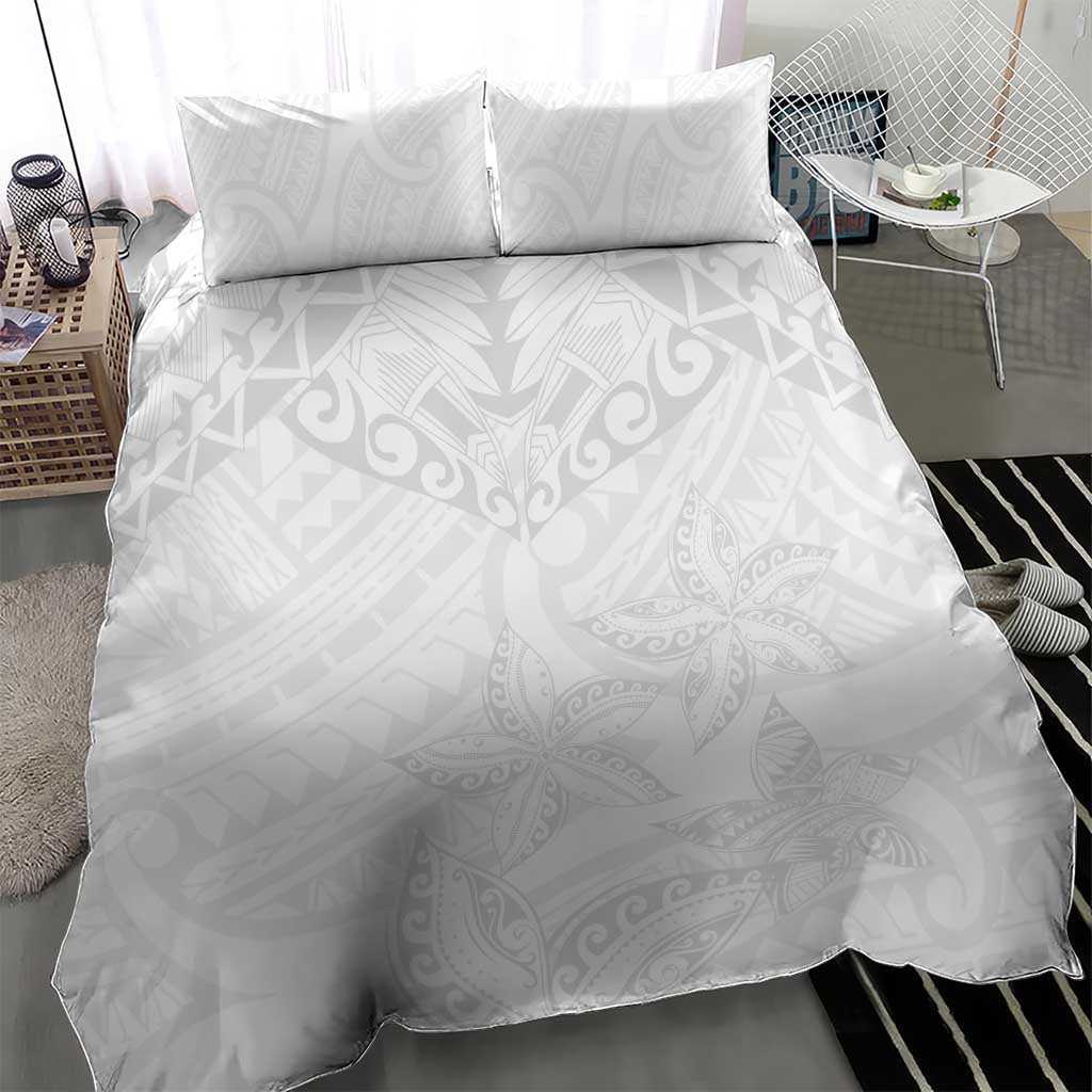American Samoa White Sunday Bedding Set Lotu Tamaiti Plumeria With Samoan Pattern LT14 - Polynesian Pride