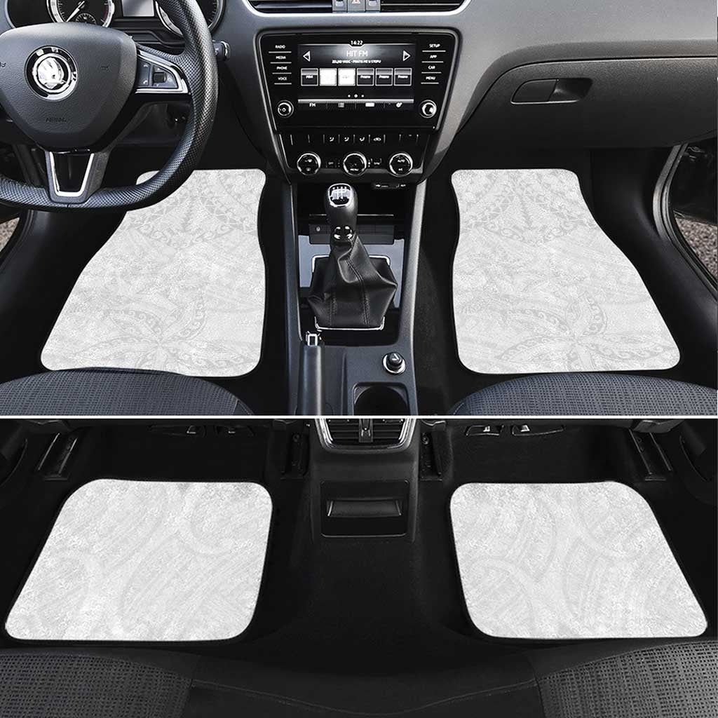 American Samoa White Sunday Car Mats Lotu Tamaiti Plumeria With Samoan Pattern LT14 Set 4pcs White - Polynesian Pride