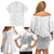 American Samoa White Sunday Family Matching Off Shoulder Short Dress and Hawaiian Shirt Lotu Tamaiti Plumeria With Samoan Pattern