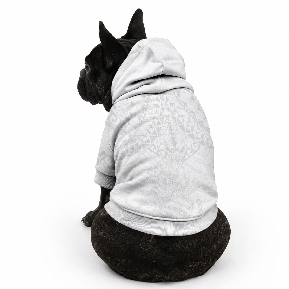 American Samoa White Sunday Pet Hoodie Lotu Tamaiti Plumeria With Samoan Pattern LT14 - Polynesian Pride