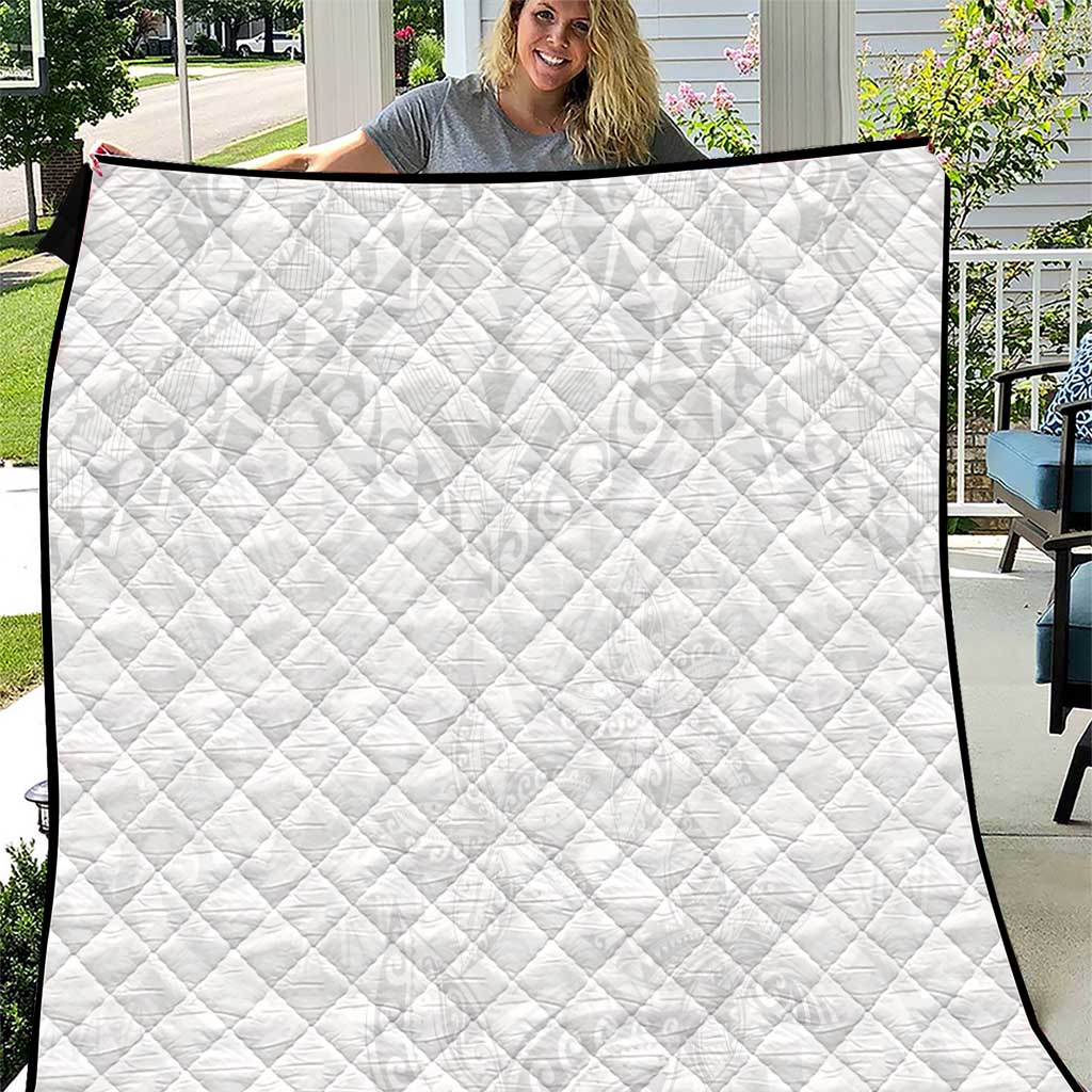 American Samoa White Sunday Quilt Lotu Tamaiti Plumeria With Samoan Pattern LT14 White - Polynesian Pride