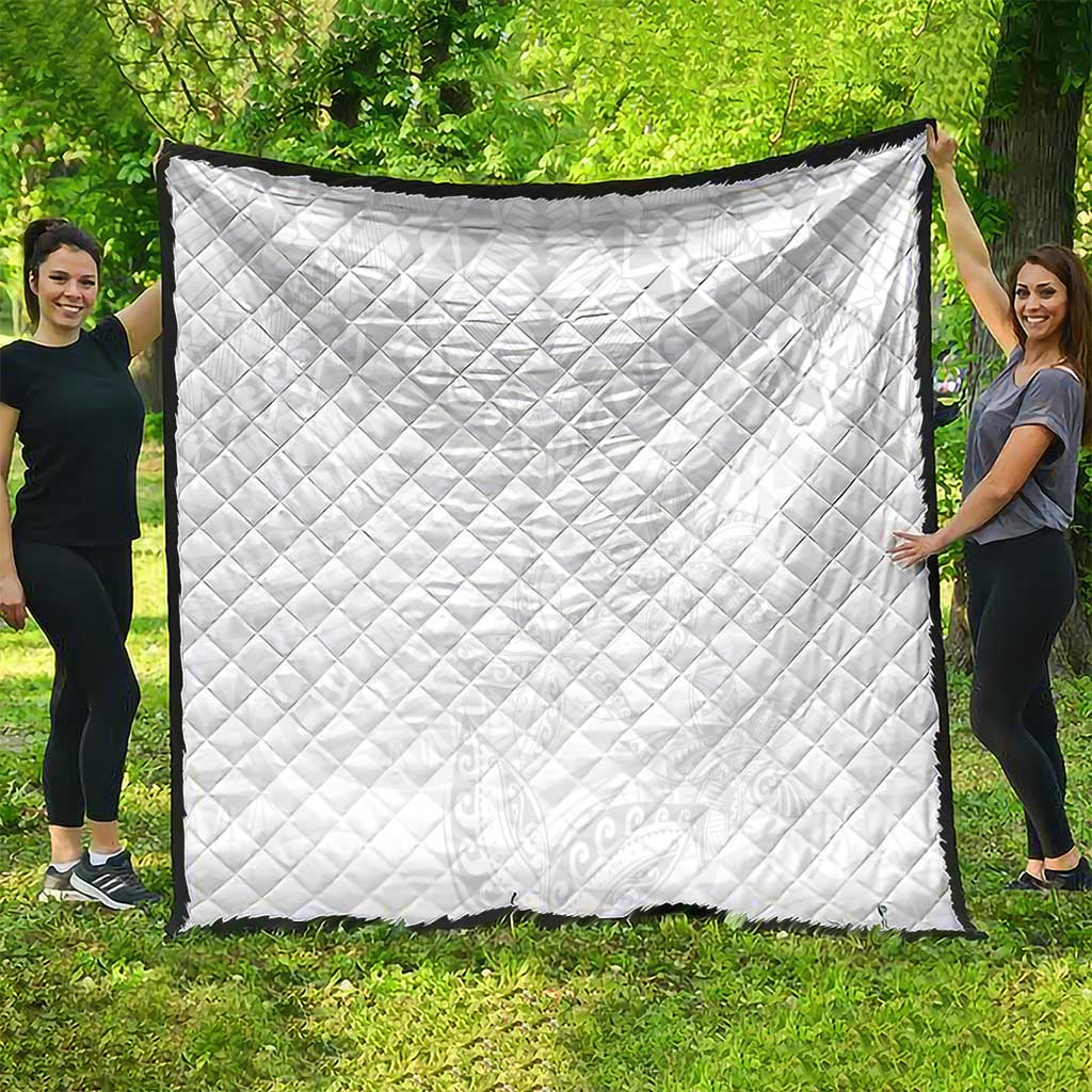 American Samoa White Sunday Quilt Lotu Tamaiti Plumeria With Samoan Pattern LT14 - Polynesian Pride