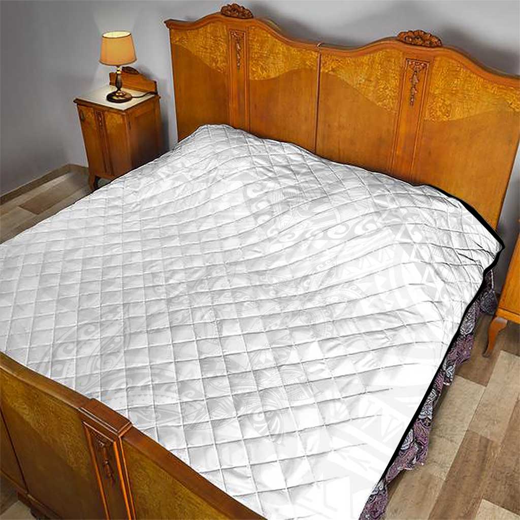 American Samoa White Sunday Quilt Lotu Tamaiti Plumeria With Samoan Pattern LT14 - Polynesian Pride