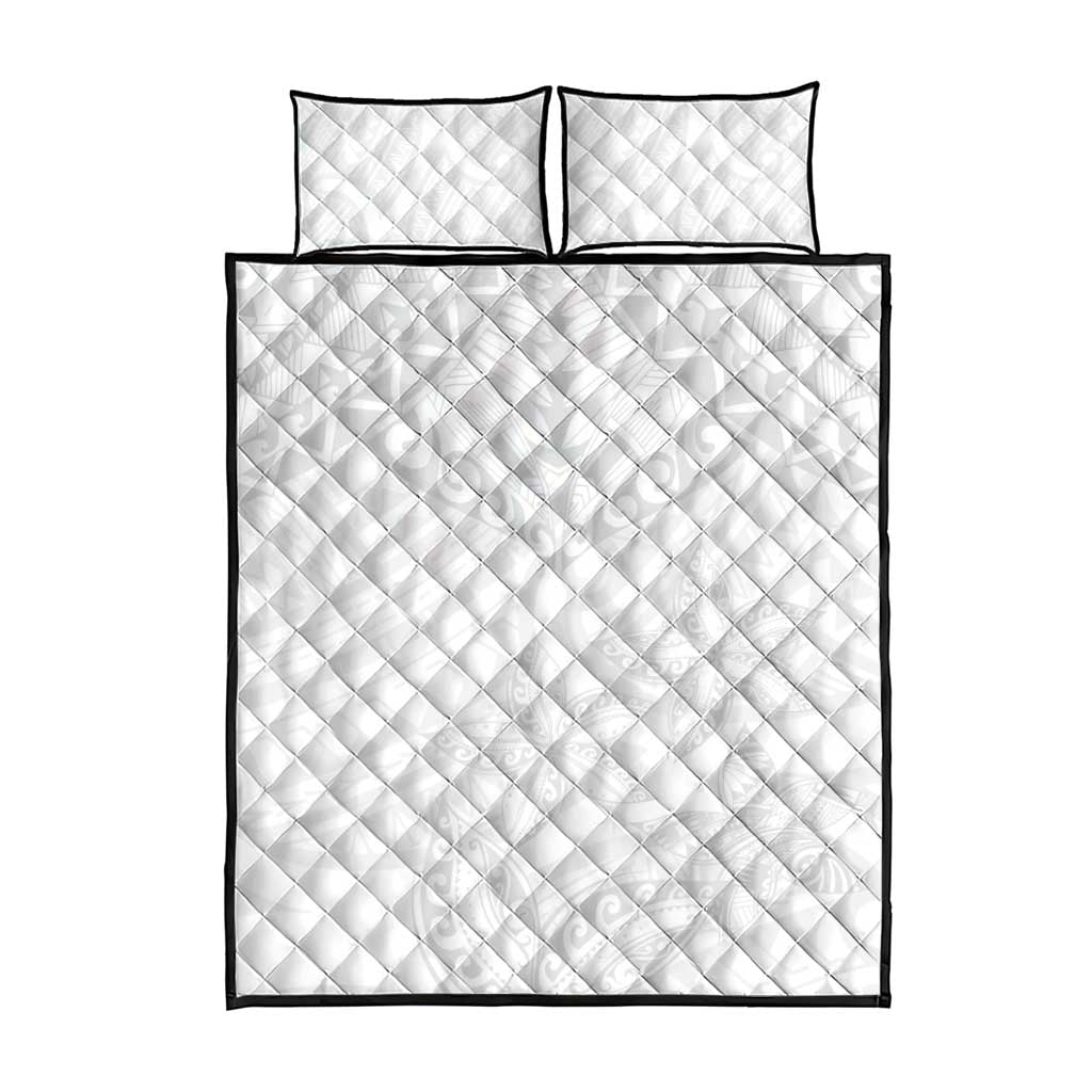 American Samoa White Sunday Quilt Bed Set Lotu Tamaiti Plumeria With Samoan Pattern LT14 - Polynesian Pride