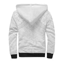 American Samoa White Sunday Sherpa Hoodie Lotu Tamaiti Plumeria With Samoan Pattern LT14 - Polynesian Pride