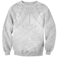 American Samoa White Sunday Sweatshirt Lotu Tamaiti Plumeria With Samoan Pattern LT14 Unisex White - Polynesian Pride