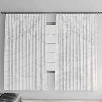 American Samoa White Sunday Window Curtain Lotu Tamaiti Plumeria With Samoan Pattern LT14 With Hooks White - Polynesian Pride