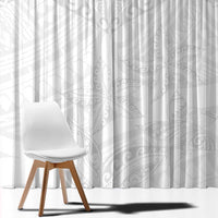 American Samoa White Sunday Window Curtain Lotu Tamaiti Plumeria With Samoan Pattern LT14 - Polynesian Pride