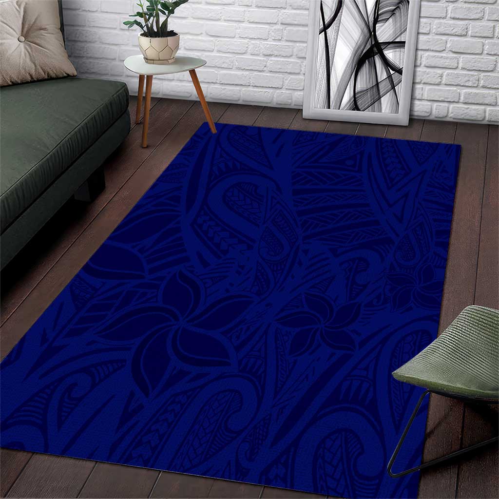 Blue Polynesia Area Rug Polynesian Pattern Mix Plumeria LT14 Blue - Polynesian Pride