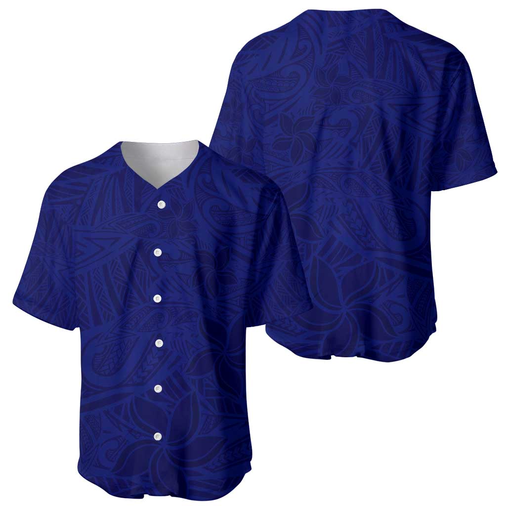 Blue Polynesia Baseball Jersey Polynesian Pattern Mix Plumeria LT14 - Polynesian Pride