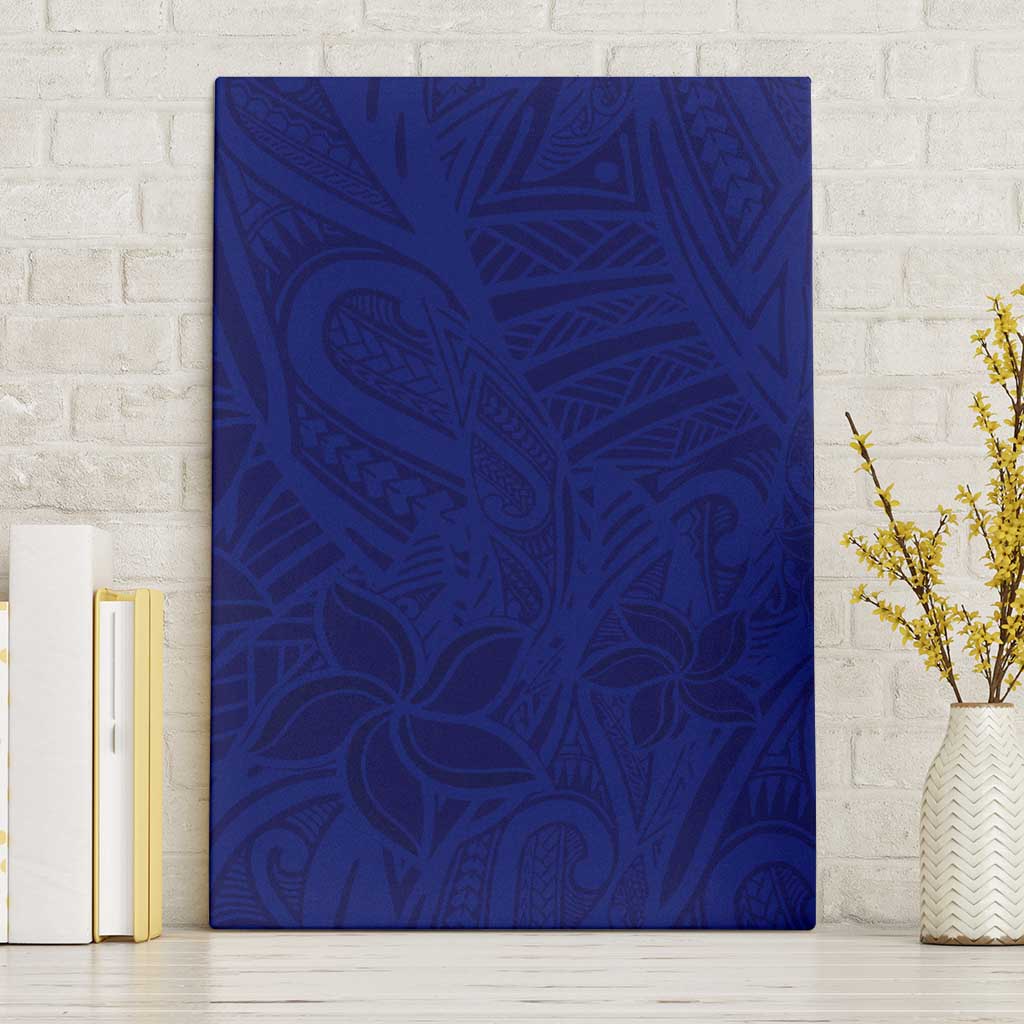 Blue Polynesia Canvas Wall Art Polynesian Pattern Mix Plumeria LT14 Without Frame Blue - Polynesian Pride
