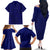 Blue Polynesia Family Matching Off The Shoulder Long Sleeve Dress and Hawaiian Shirt Polynesian Pattern Mix Plumeria