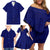 Blue Polynesia Family Matching Off Shoulder Short Dress and Hawaiian Shirt Polynesian Pattern Mix Plumeria