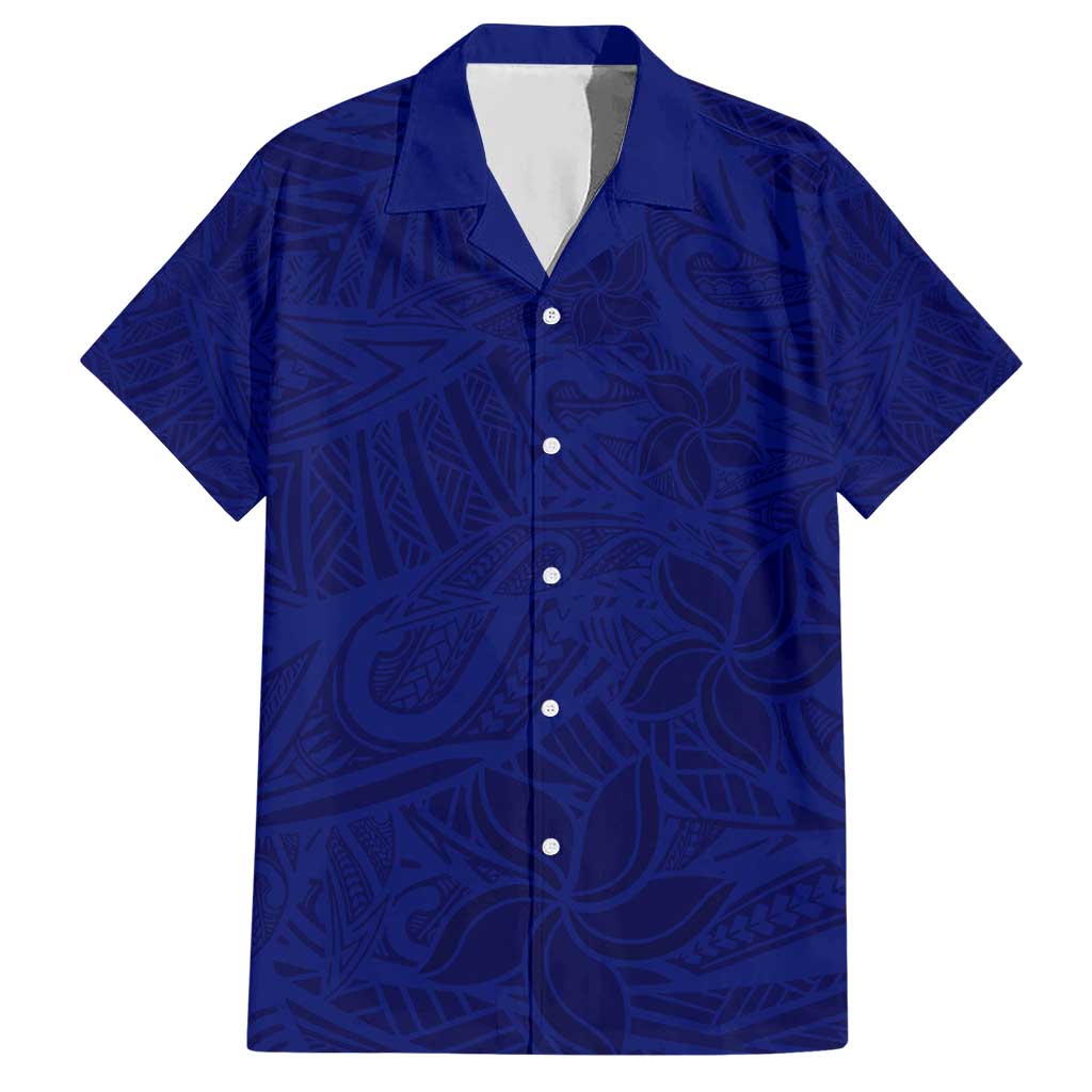 Blue Polynesia Hawaiian Shirt Polynesian Pattern Mix Plumeria LT14 Blue - Polynesian Pride
