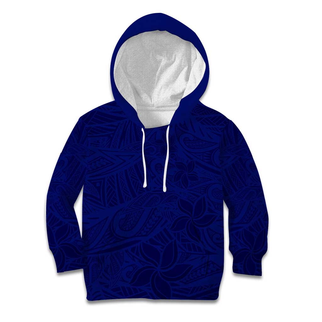 Blue Polynesia Kid Hoodie Polynesian Pattern Mix Plumeria LT14 Hoodie Blue - Polynesian Pride