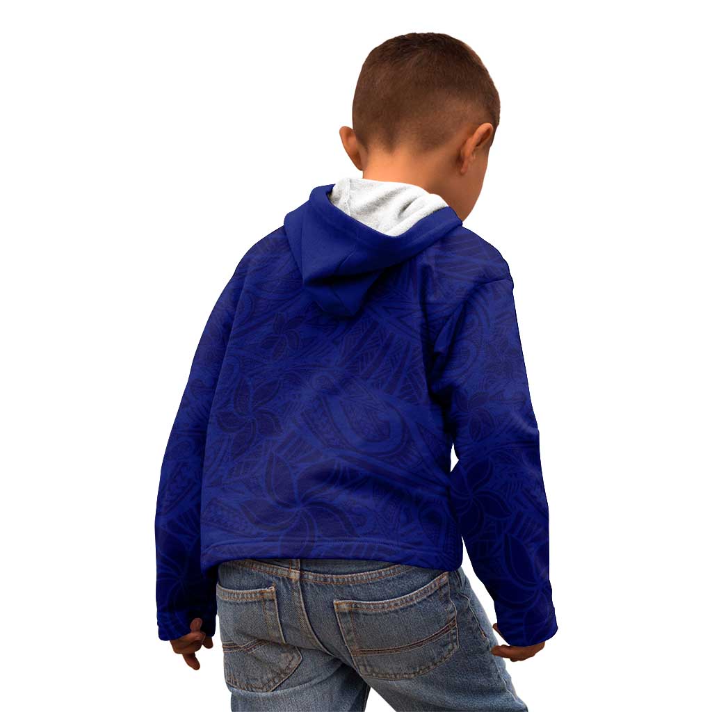 Blue Polynesia Kid Hoodie Polynesian Pattern Mix Plumeria LT14 - Polynesian Pride