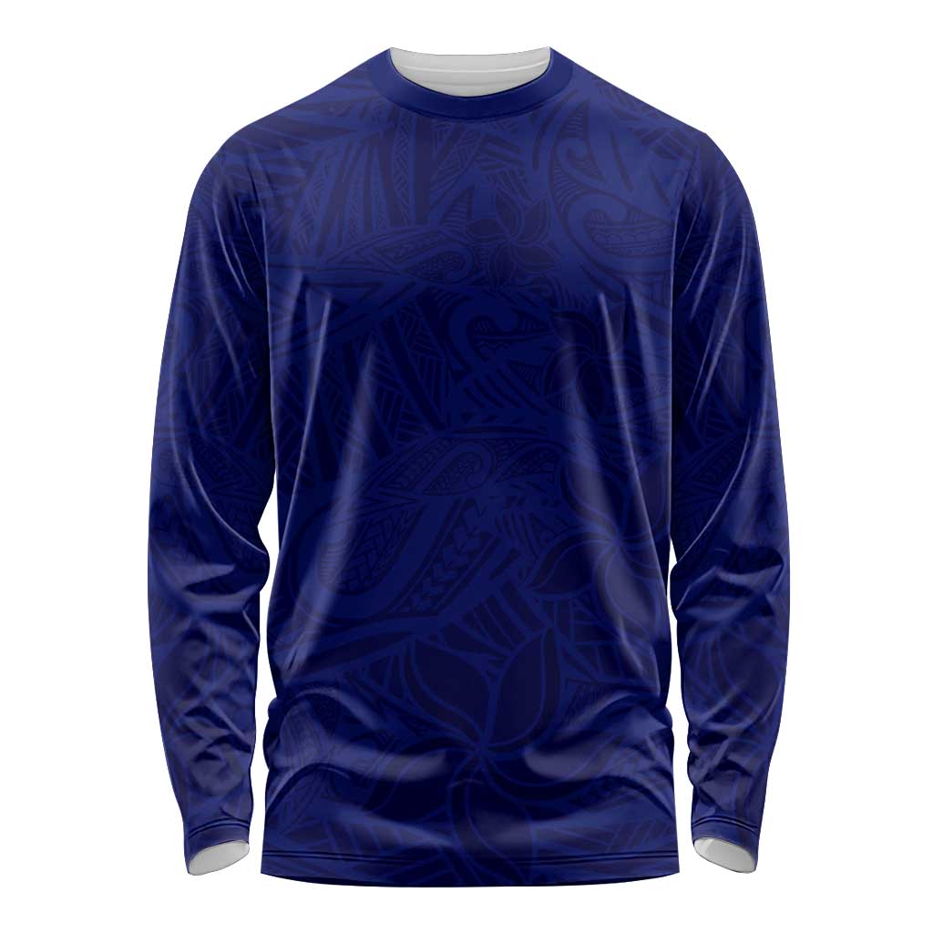 Blue Polynesia Long Sleeve Shirt Polynesian Pattern Mix Plumeria LT14 Unisex Blue - Polynesian Pride