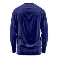 Blue Polynesia Long Sleeve Shirt Polynesian Pattern Mix Plumeria LT14 - Polynesian Pride