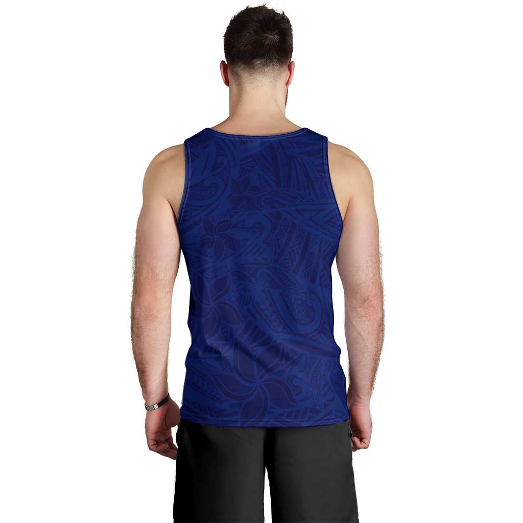Blue Polynesia Men Tank Top Polynesian Pattern Mix Plumeria LT14 - Polynesian Pride