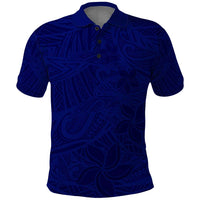 Blue Polynesia Polo Shirt Polynesian Pattern Mix Plumeria LT14 Blue - Polynesian Pride