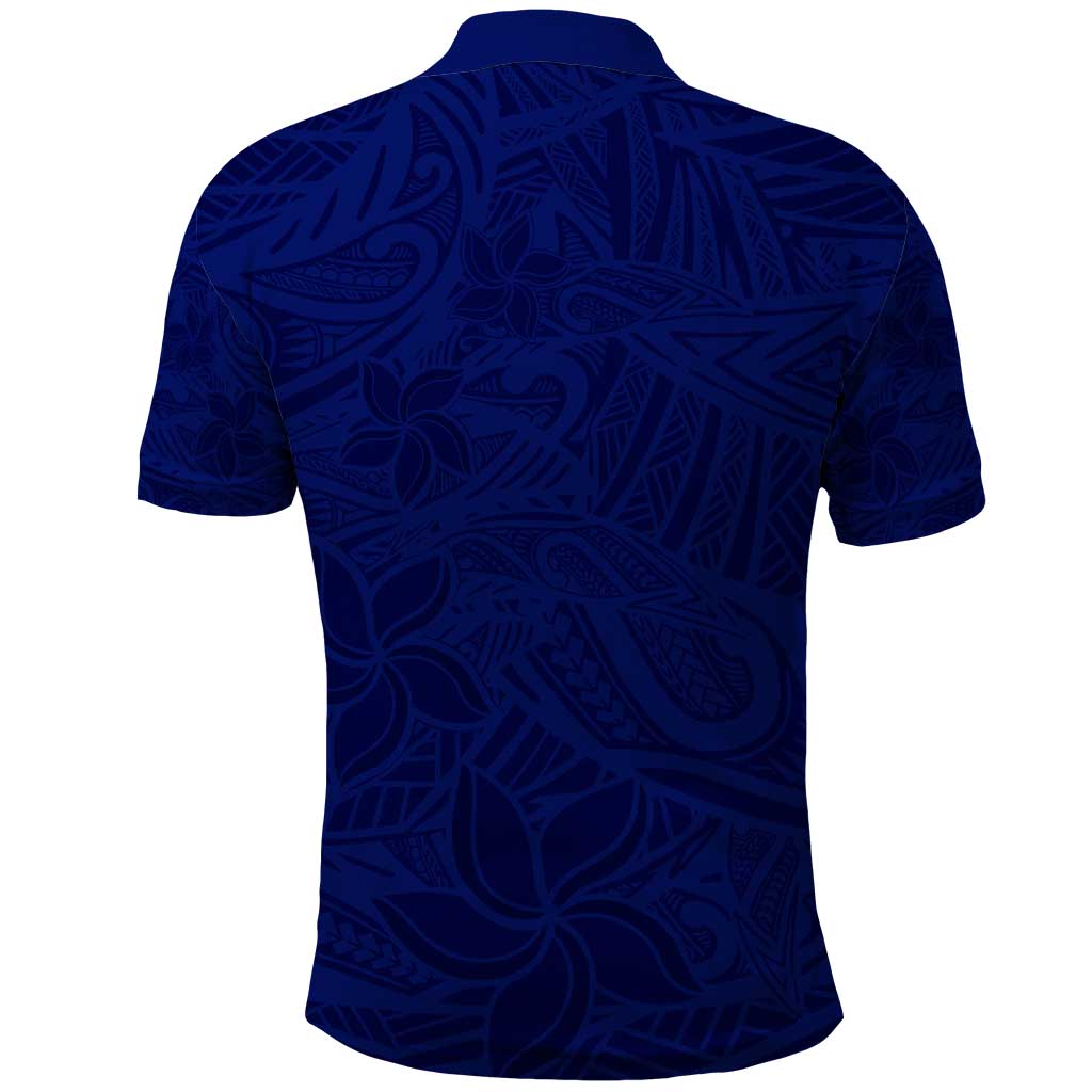 Blue Polynesia Polo Shirt Polynesian Pattern Mix Plumeria LT14 - Polynesian Pride