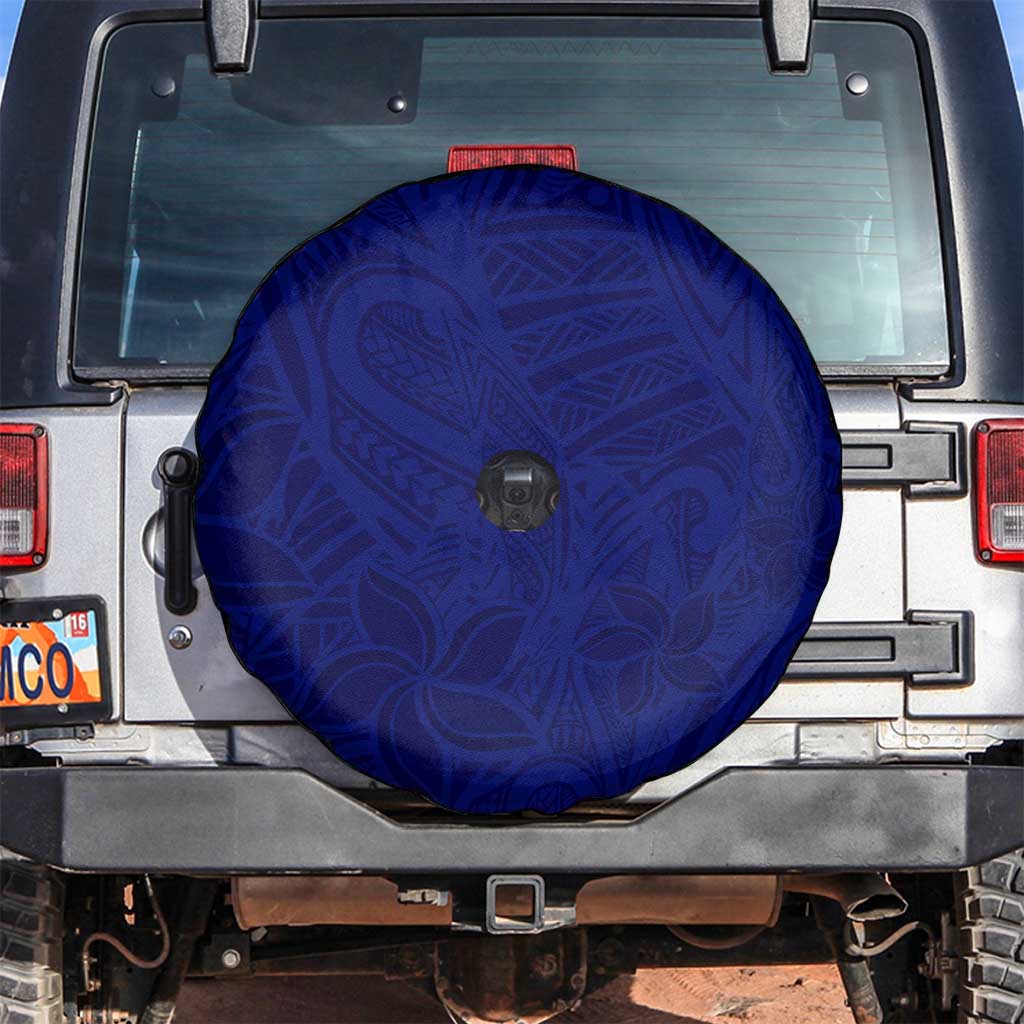 Blue Polynesia Spare Tire Cover Polynesian Pattern Mix Plumeria