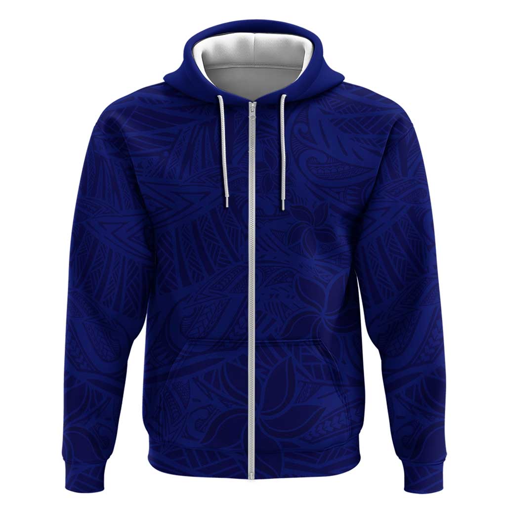 Blue Polynesia Zip Hoodie Polynesian Pattern Mix Plumeria LT14 Zip Hoodie Blue - Polynesian Pride