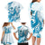 Blue Hawaii Humpback Whale Family Matching Long Sleeve Bodycon Dress and Hawaiian Shirt Polynesian Tribal Ocean Vibes