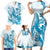 Blue Hawaii Humpback Whale Family Matching Short Sleeve Bodycon Dress and Hawaiian Shirt Polynesian Tribal Ocean Vibes