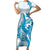 Blue Hawaii Humpback Whale Family Matching Short Sleeve Bodycon Dress and Hawaiian Shirt Polynesian Tribal Ocean Vibes