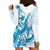 Blue Hawaii Humpback Whale Hoodie Dress Polynesian Tribal Ocean Vibes