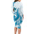 Blue Hawaii Humpback Whale Long Sleeve Bodycon Dress Polynesian Tribal Ocean Vibes