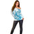 Blue Hawaii Humpback Whale Off Shoulder Sweater Polynesian Tribal Ocean Vibes