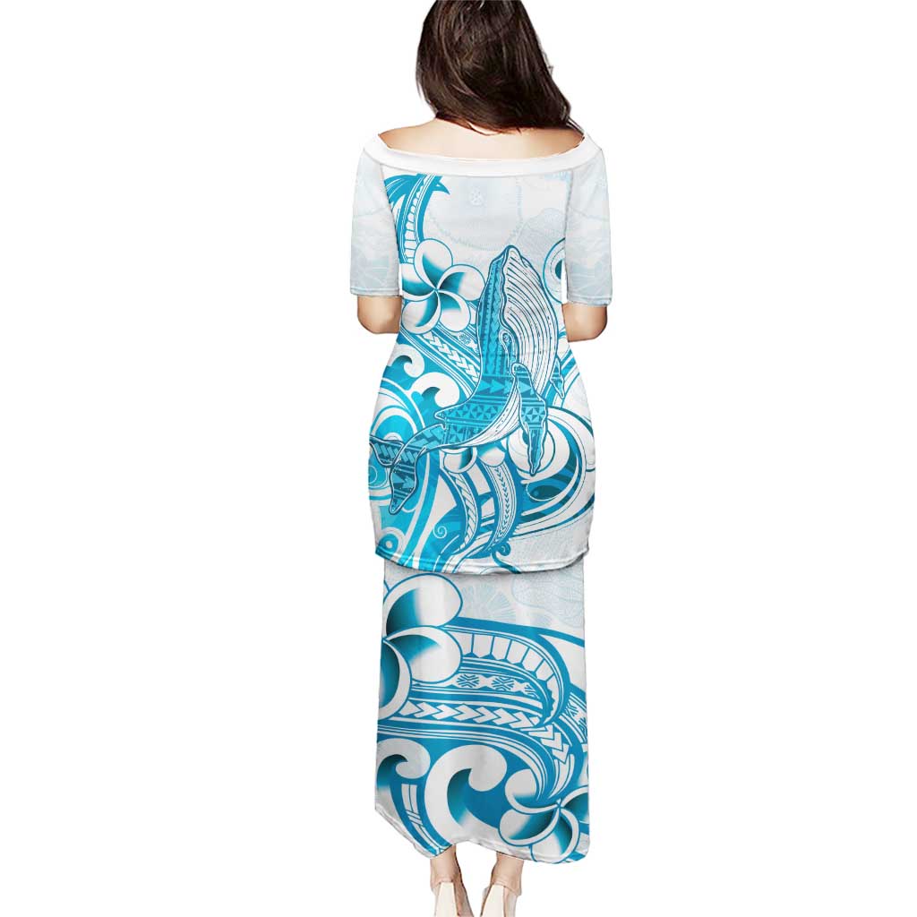 Blue Hawaii Humpback Whale Puletasi Polynesian Tribal Ocean Vibes LT14 - Polynesian Pride