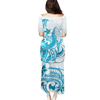 Blue Hawaii Humpback Whale Puletasi Polynesian Tribal Ocean Vibes LT14 - Polynesian Pride