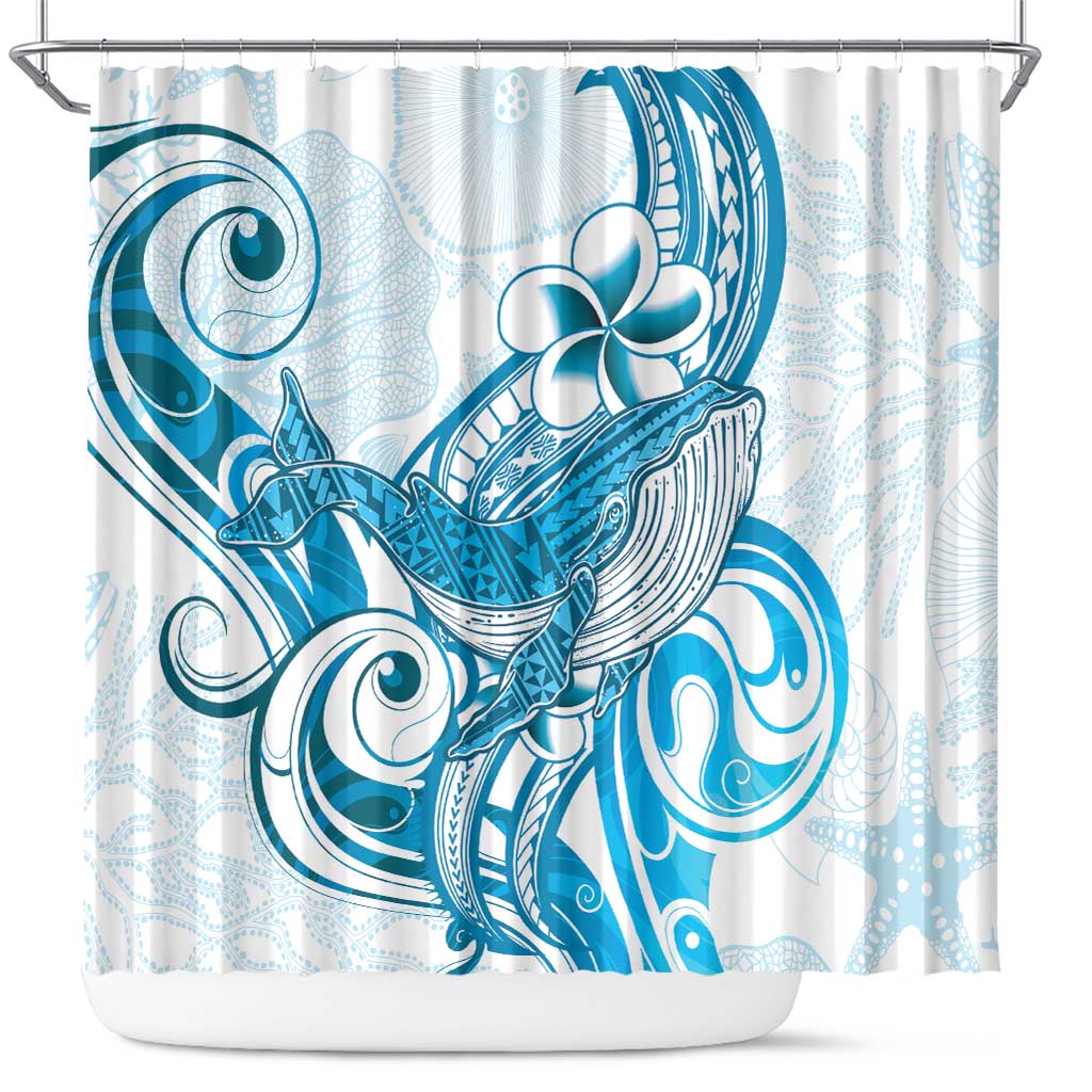 Blue Hawaii Humpback Whale Shower Curtain Polynesian Tribal Ocean Vibes LT14 Blue - Polynesian Pride