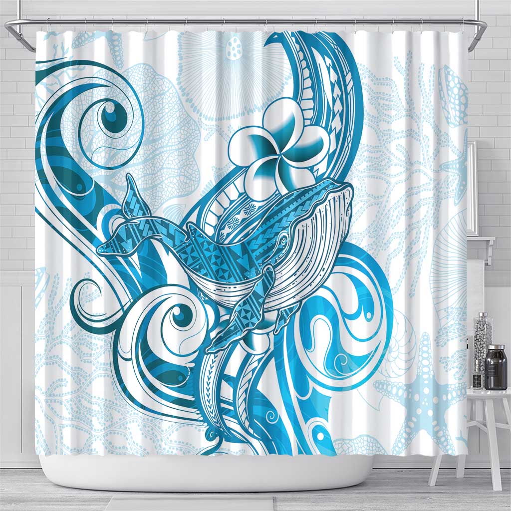 Blue Hawaii Humpback Whale Shower Curtain Polynesian Tribal Ocean Vibes LT14 - Polynesian Pride