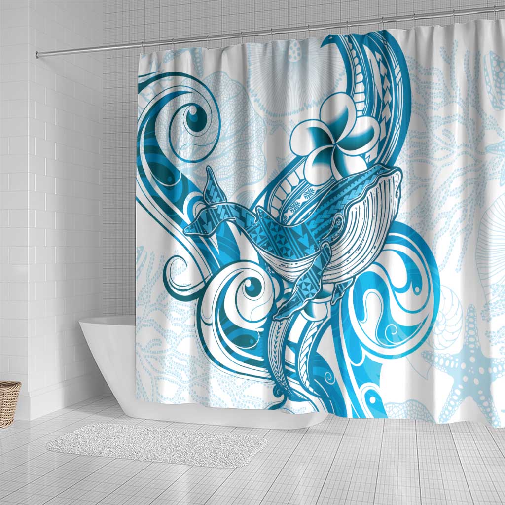 Blue Hawaii Humpback Whale Shower Curtain Polynesian Tribal Ocean Vibes LT14 - Polynesian Pride