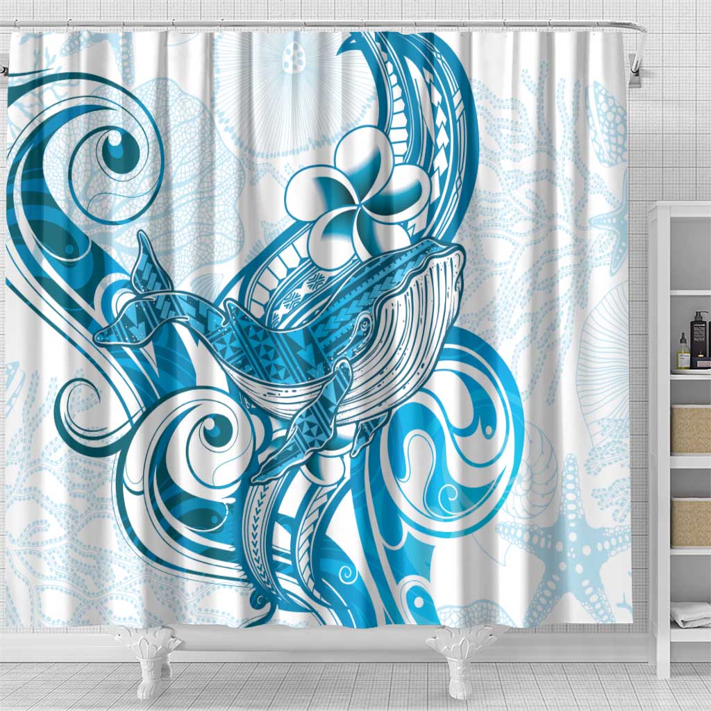 Blue Hawaii Humpback Whale Shower Curtain Polynesian Tribal Ocean Vibes LT14 - Polynesian Pride