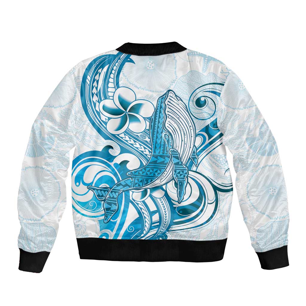 Blue Hawaii Humpback Whale Sleeve Zip Bomber Jacket Polynesian Tribal Ocean Vibes LT14 - Polynesian Pride