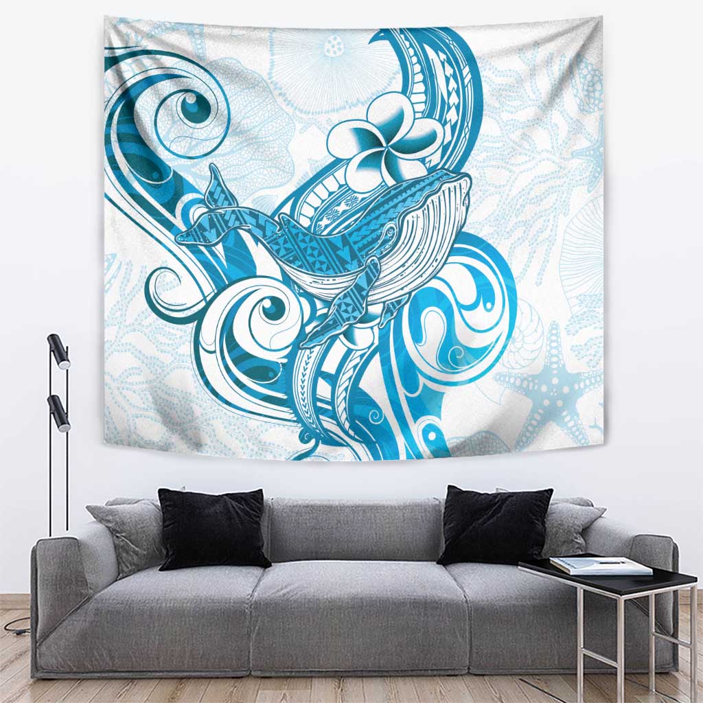 Blue Hawaii Humpback Whale Tapestry Polynesian Tribal Ocean Vibes LT14 Blue - Polynesian Pride