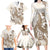 Brown Hawaii Humpback Whale Family Matching Long Sleeve Bodycon Dress and Hawaiian Shirt Polynesian Tribal Ocean Vibes