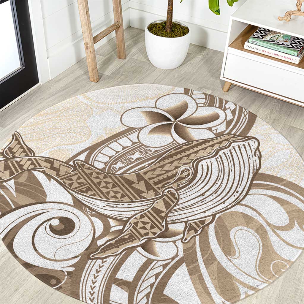 Brown Hawaii Humpback Whale Round Carpet Polynesian Tribal Ocean Vibes LT14 Brown - Polynesian Pride