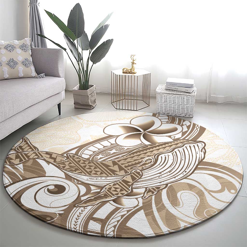 Brown Hawaii Humpback Whale Round Carpet Polynesian Tribal Ocean Vibes LT14 - Polynesian Pride